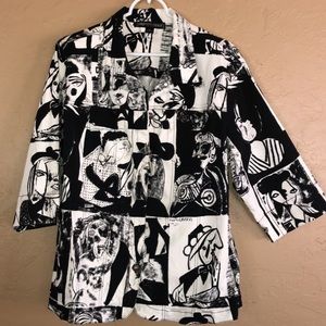 B&W Picasso Style 3/4 sleeve Blazer